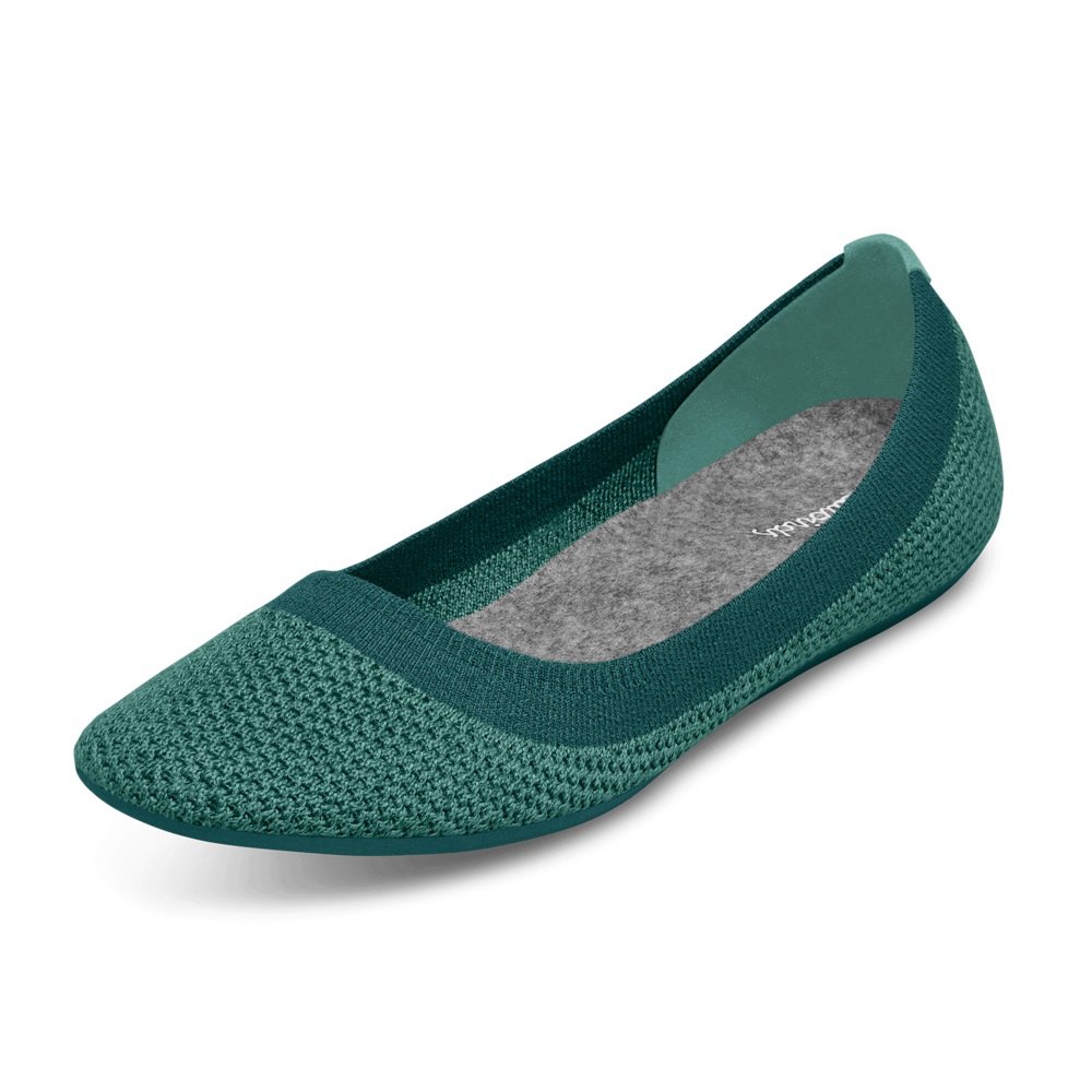 Allbirds Women's Flats Green - Tree Breezers - 39176ZALI